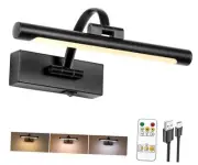 Battery Powered Picture Light with Remote and Timer,Full Metal Art 12inch Black