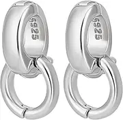 Beebeecraft 1 Box 2Pcs Double Bail Clasps 925 Sterling Silver Fold Over Clasps Connector for Charms Pendant Necklace Jewelry Making