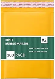 SALES4LESS #2 8.5x12 Inches Kraft Bubble Mailers Shipping Padded Envelopes Pack of 100, Gold (KBM8512-100)
