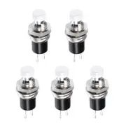 Push Button Switch SPST 1 NO Momentary Round Button 7mm / White / 5 Pcs