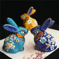在飛比找樂天市場購物網優惠-新品促銷 景泰藍兔子擺件銅胎掐絲琺瑯兔裝飾品手工藝品禮品玩具