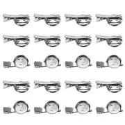 20 Pcs Silver Brooch Blank Round Trays with Alligator Clip and Pin(20mm/0.8")