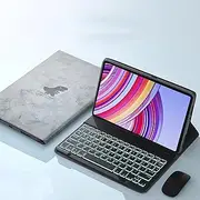 Jarttarn Backlight Keyboard Case Compatible with Xiaomi Redmi Pad Pro 12.1 inch 2024, Slim Cloth Texture Protective Case with Detachable Wireless Bluetooth Keyboard & Bluetooth Mouse (Monster Black)