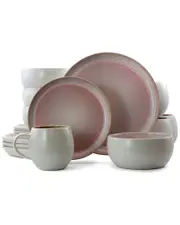 Elama Mocha 16pc 3-Tier Stoneware Dinnerware Set