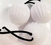 2 pcs white ELASTIC PONYTAIL HOLDER JUMBO BEADS GIRL HAIR SCRUNCHIE KNOCKER BALL