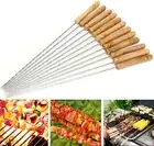 12x Barbecue Metal Skewers Flat Needle BBQ Kebab Stainless Steel Stick