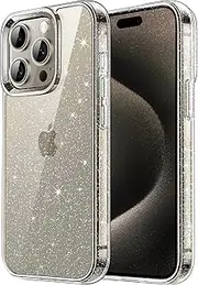 JETech Glitter Case for iPhone 15 Pro Max 6.7-Inch, Bling Sparkle Shockproof Phone Bumper Cover, Cute Sparkly for Women and Girls (Clear)