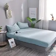 Household 100% Cotton Jersey Knit Fitted Sheet -Light Weight, Super Soft, Extremely Durable 3 Pieces Fitted Sheet Set. (Aqua, King)