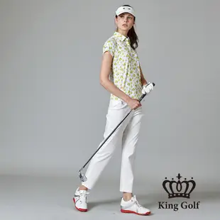 【KING GOLF】女款暢夏果香印圖造型POLO衫/高爾夫球衫-白色