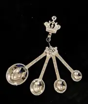 Silver Metal Decorative Measuring Spoons With Crown Hanger