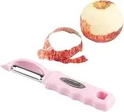 Comfy Grip 7.5 Inch Vegetable Peeler, 1 Durable Potato Peeler - Sharp Swivel Blade, Ambidextrous Handle, Pink Stainless Steel Veggie Peeler, Built-in Blemish Remover - Restaurantware