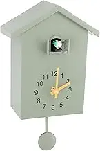 Bird House Wall Clock Pendulum Wall Clock, Cuckoo Bird Voice Call Silent Scanning Movement Smart Craftsmanship for Home Office Decoration (Green)