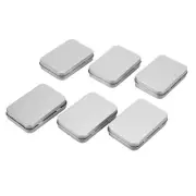 6 Pack Container Rectangular Hinged Containers Small Storage Kit Silver5404
