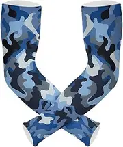 [Yoogain] UV Protection Sleeves UV Protection Camouflage Blue Long Sleeve Cooling Feeling Anti-Snag cubre brazos, Camouflage Blue