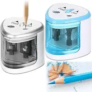 Electric Pencil Sharpener: Pack of 2 Double Hole Electric Sharpener for 6-8 mm and 9-12 mm, Electric Sharpener Thickness and Thin Pens, Pencil Sharpener for Schools, Offices, Classrooms