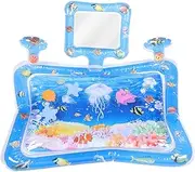 PERSELOSO Water Mat Inflatable Play Cushion Sensory for Tummy Ocean Theme with Mirror Fun Interactive Activity for Single Pack