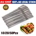 10/20/50* Metal BBQ Flat Skewers Stainless Steel Barbecue Grill Kebab Stick Tool