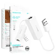 Borofone DH7 USB 3.0 Gigabit Network Adapter USB Male to RJ45 Female 10/100Mbps Ethernet Port Cable Connector Wired Internet LAN OTG Converter (White)