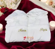 Personalised Embroidered plush Robes(set of 2 White hooded robes)