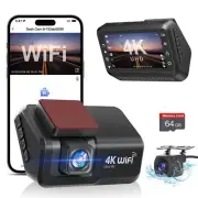 Dash Cam Front and Rear Camera 4k+1080P WiFi Dual Dash Cam with APP 3’’ IPS D...