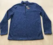 Van Heusen 1/4 Zip Flex Natural Stretch Soft Touch Comfort Classic Fit Sz L Blue