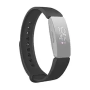 2PC Smart Watch Snap Fastener Wrist Strap Watchband for Fitbit Inspire HR (Black)