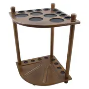 Pool Snooker Billiard Table Corner Cue Stand Rack Drink Ball Holder Oak