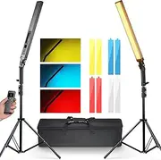NEEWER Upgraded LED Video Light Stick & 2.4G Remote Control Kit, 2 Packs Handheld Dimmable 3200K~5600K CRI97+ Video Lights with Stands/Filters/Carry Bag for YouTube Video Recording Photography Gaming