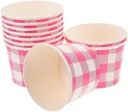 [Generic] 10pcs Paper Ice Cream Cups Dessert Bowls for Ice Cream Cake and Cold Soup for Parties Picnics and Treats Safe and Convenient Food Containers
