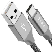 [AT-USBTYPEC-S1] 1m USB-C 3.1 Type-C Data Sync Charger Cable SilverStrong Braided