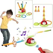 3 in 1 Games for Children, Rocket Toy, Rope Skipping Machine Children, Ring Toss Game for Children, Foam Rocket Launcher, Sports & Outdoor Toy for 3 4 5 6 7 8 9 Years