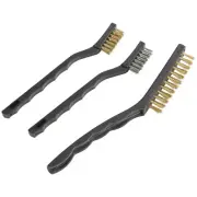 Hyper Tough 3-Piece WIRE BRUSH SET: 7" STAINLESS STEEL, 7" & 8.5" BRASS BRISTLE