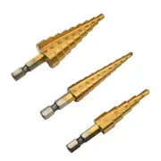 3pcs HSS Titanium Coated Step Drill Bits Pagoda Drill Quick Change