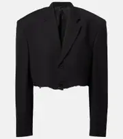[Balenciaga] Balenciaga Cropped distressed blazer AU 10 black