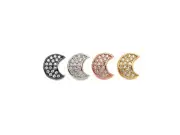 CZ Micro Pave Cresent Moon Spacer Beads with Clear CZ for Bracelet/Necklace,