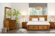 VI Outback Solid Timber Bed with Drawers, Bedsides and Dressing Table Suite