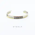 STEELY SHOP 💎LIVE WHAT YOU LOVE 悄悄話手環 C字手環 不鏽鋼 316L 銀 金玫瑰金