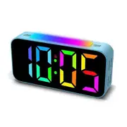Digital Clock with Night Light, Large Display, Dual Alarm, Snooze, Dimmable Bedside Alarm Clock for Kids Teens Boys Girls (Blue)