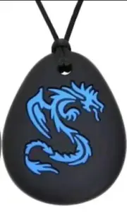Brand New Sensory Chew Teether Necklace Chewellery Blue Dragon Pendant