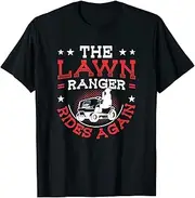 VidiAmazing Mens The Lawn Ranger Rides Again Funny Lawn Mowing Service ds467 T-Shirt