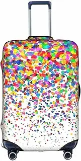 [pvinnk] Colored dots art Print Protective Luggage Cover Elastic Washable Suitcase Travel Gear Protector, White, Medium