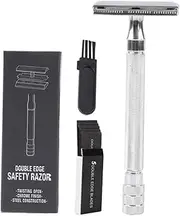 FRCOLOR Old Fashioned Razor Set Set Beard Razor Double-edged Shaver Brush and Blade Box Silver for Professional Shaving Experience