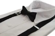 Boys Adjustable Black 65Cm Suspenders & Matching Bow Tie Set