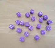 Set of 20 New Opaque Purple Six Sided 12mm Dice