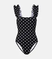 [Karla Colletto] Karla Colletto Polka-dot ruffled swimsuit AU 18 black