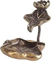 AIMALL Brass Lotus Frog Flowing Incense Holder, Aromatherapy Fragrance Rack, Home Office Lotus Ornament, Flowing Water Incense Censer for Anxiety Relief