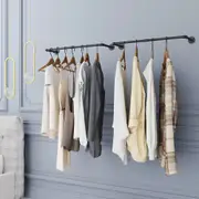 STORFEX Pack Of 2 Wall-mounted Iron Industrial Pipe Clothes Rail Rack