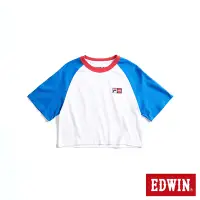 在飛比找Yahoo奇摩購物中心優惠-EDWIN x FILA聯名 經典主義拉克蘭袖拼接色短袖T恤