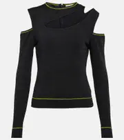 [Ganni] Ganni Cutout jacquard jersey top AU 4 black