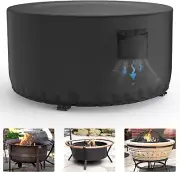 Fire Pit Cover Round, Waterproof & Air Vent Full Coverage Fire Pit Cover 44x24